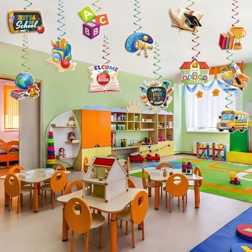 Back to School Decorations Banner Set with Hanging Swirls