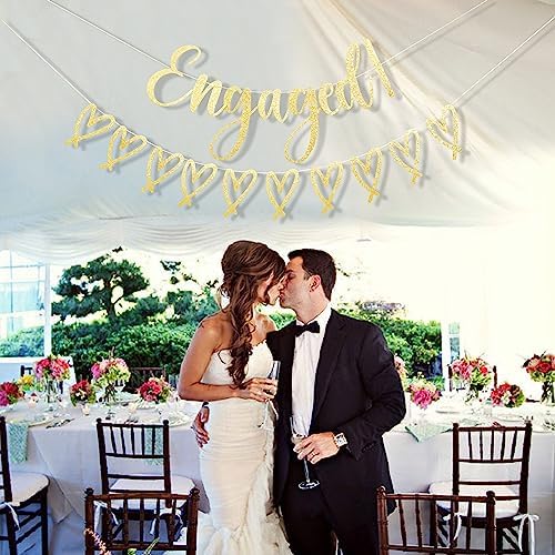 Happy Engagement Banner - Gold Glitter Bride To Be Decor