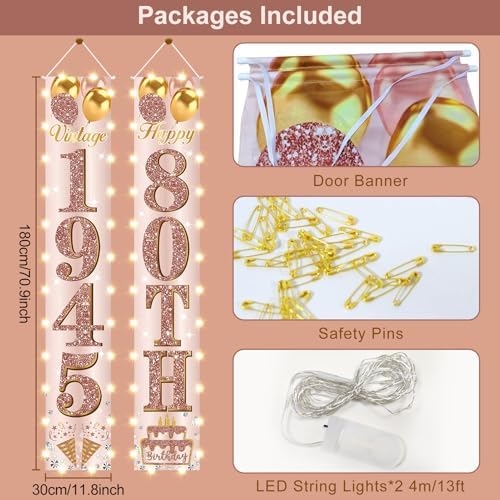 80th Birthday Door Banner with LED Light