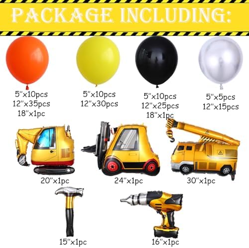 Construction Birthday Balloon Arch Kit 147pcs
