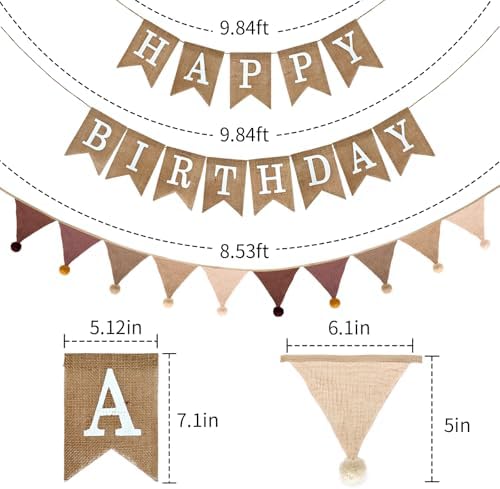 Burlap Happy Birthday Banner with Pennant Flags