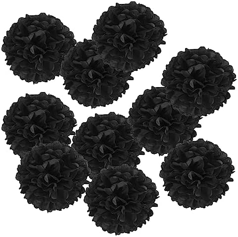 PATIKIL 6 Inch Black Tissue Pom Poms 10 Pack