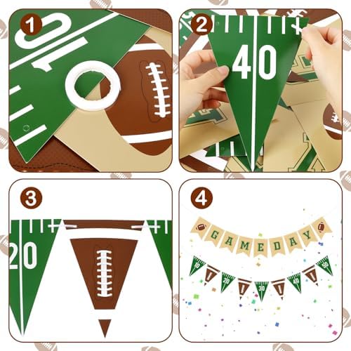 Hooqict Football Party Banner Garland with Triangle Flags