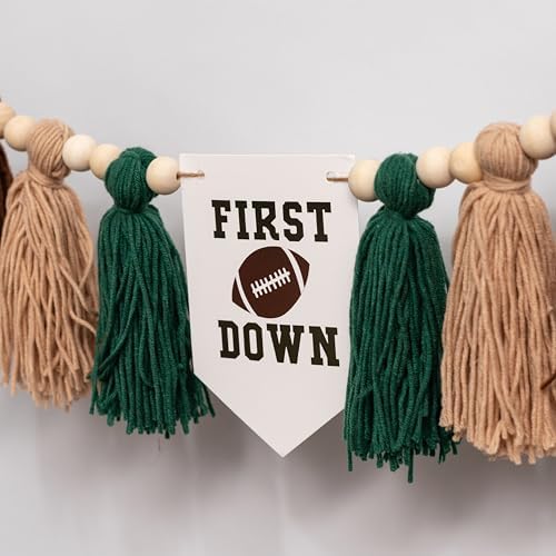 Football Highchair Birthday Banner with Tassels - Green