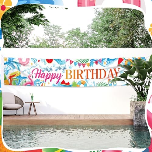 Splish Splash Summer Birthday Decor Banner 118 x 20 Inch