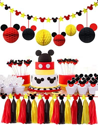 MOAXMOA Party Decor Honeycomb Balls Garland Tassels Set