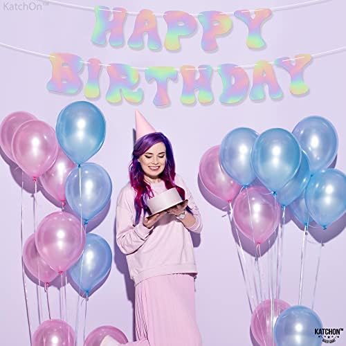KatchOn Iridescent Happy Birthday Banner - 10 Feet Prestrung
