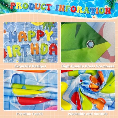 Pool Party Birthday Banner Backdrop Decorations