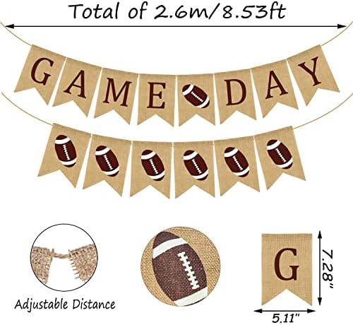 Doumeny Football Game Day Burlap Bunting Banner Set