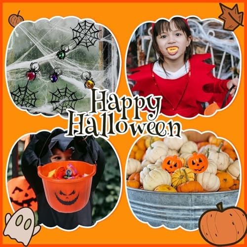 Novelinks Halloween Party Favors 96PCS Plastic Pumpkin Bucket Toys Set