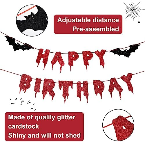 Red Glittery Halloween Birthday Banner