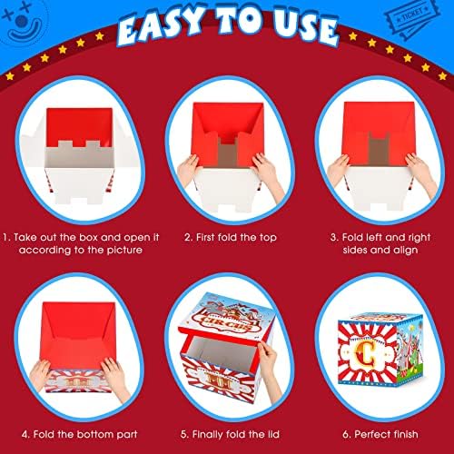 Yexiya Carnival Circus Party Favor Boxes 6 Pcs