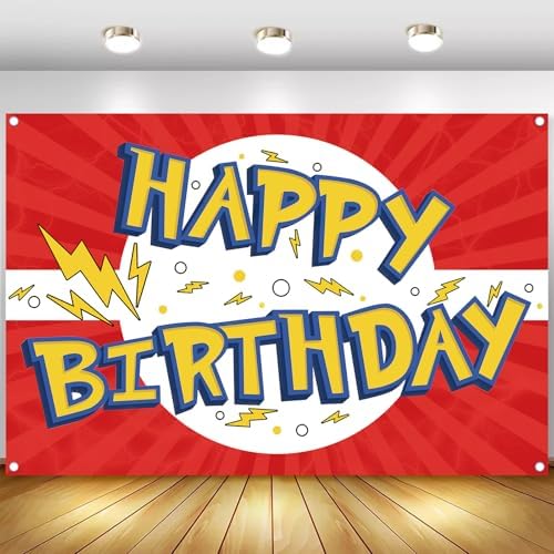 MIKLIFEZ Red White Yellow Cartoon Birthday Party Backdrop 5x3ft