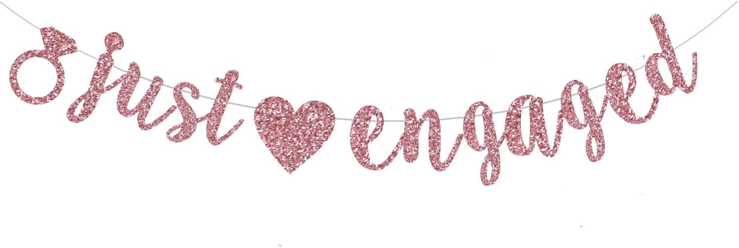 FEDVET Just Engaged Banner RoseGold Party Decor