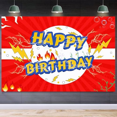 Red Lightning Birthday Party Decorations Banner Backdrop