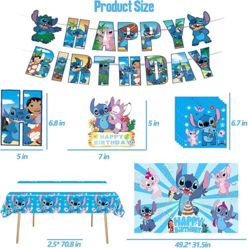 Stitch Themed Birthday Party Supplies Set 123 Pieces Blue