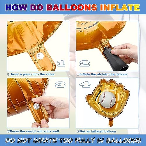 Baseball Themed Foil Balloons with Bat and Glove Decor