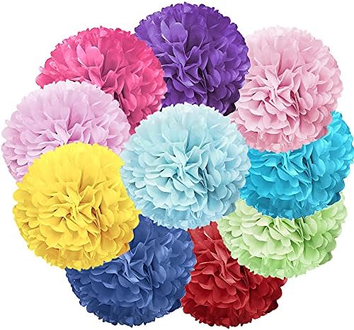 WIRESTER 5 Pcs 15 Inch Black Tissue Paper Flower Pom Poms