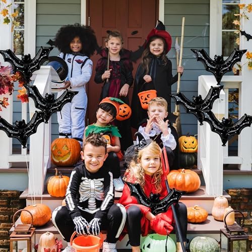 Cheerland Black Bat Balloons Halloween Decor 8pcs