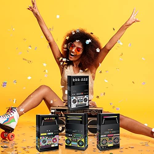 Nezyo 24 Piece 80s 90s Party Favor Bags with Retro Boombox Designs