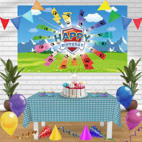 Dog Paw Birthday Banner Decorations 708x433 Inch
