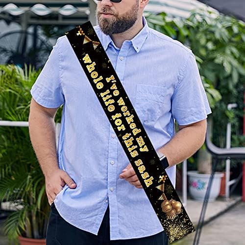 Black Gold Retirement Sash for Adults Unisex