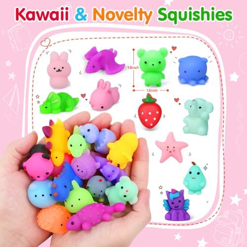 130PCS Mochi Squishy Toy Set Party Favors for Kids