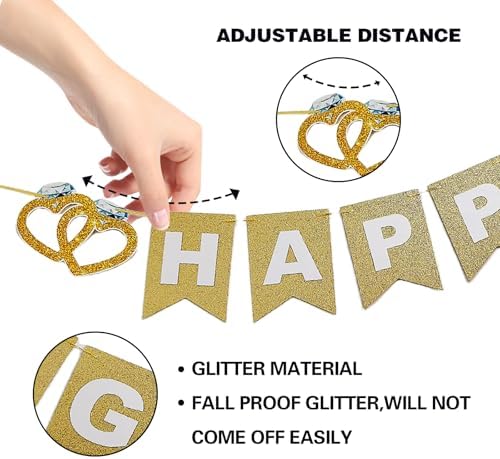 GOGOBAY Happy Engagement Pre-Strung Banner