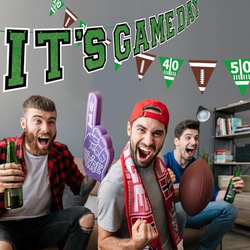 Football Party Decorations Kit with Triangle Flags and Banner