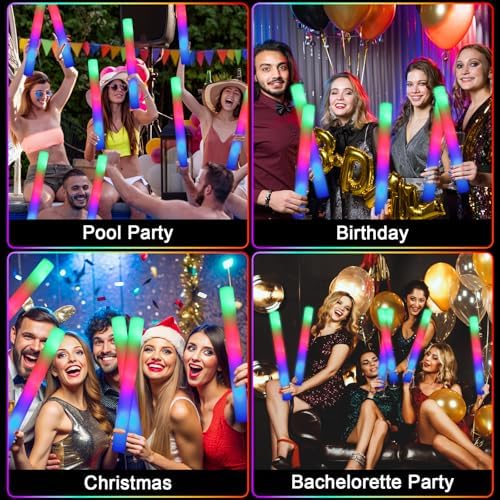 44 PCS Foam Glow Sticks with 3 Modes