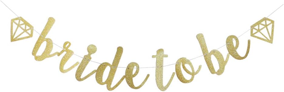 TEAYIR Bride To Be Banner Gold Glitter Sign
