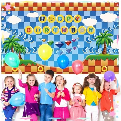 Happy Birthday Banner Decorations 708x433 Inch Hedgehog Themed Party Backdrop