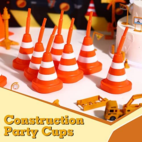 Sawysine 8 Pack Construction Cone Cups with Straws