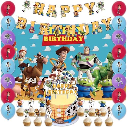 42Pack Toy Story Birthday Supplies Includes Banner Cake Topper Balloons