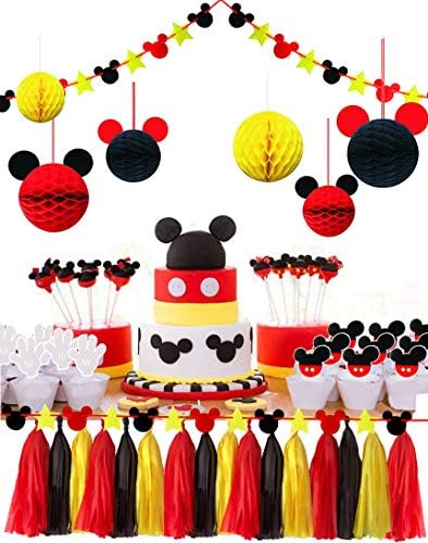 MOAXMOA Party Decor Honeycomb Balls Garland Tassels Set