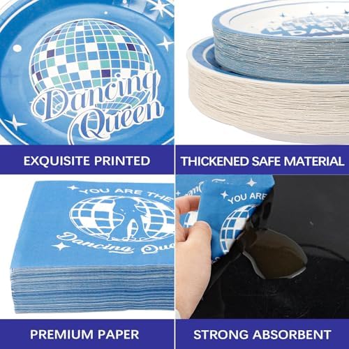 180PCS Dancing Queen Party Plates Napkins Set