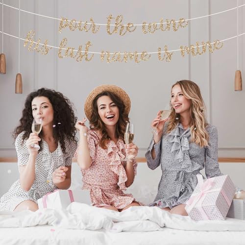 Pre-Strung Gold Glitter Bachelorette Party Banner - No DIY
