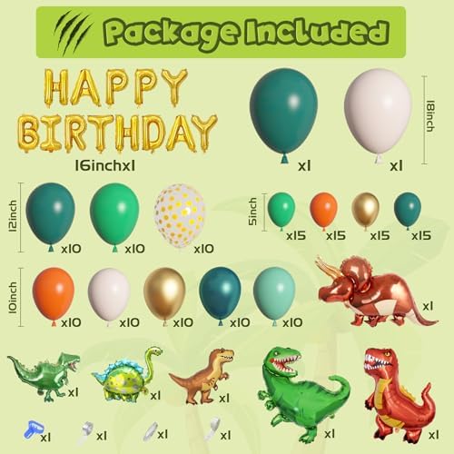 Amandir Dinosaur Balloon Garland Kit 165Pcs