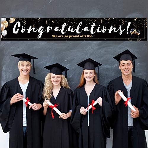 Large Black Congratulations Decoration Banner for Parties