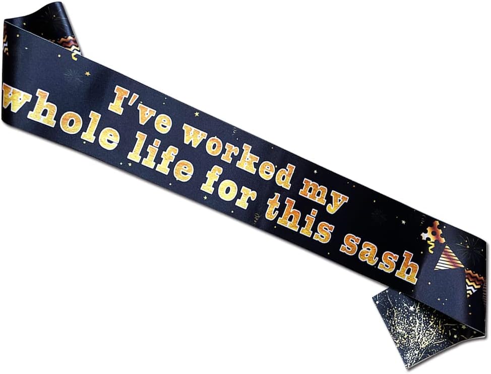 Black Gold Retirement Sash for Adults Unisex
