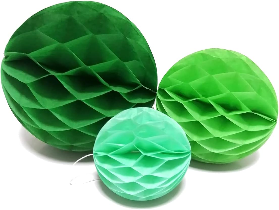 WKDGO Wall Hanging Paper Fans Honeycomb Balls 15Pcs Green Set