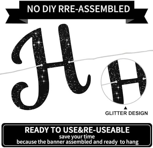 BEISHIDA Glitter Happy Engagement Banner - Black