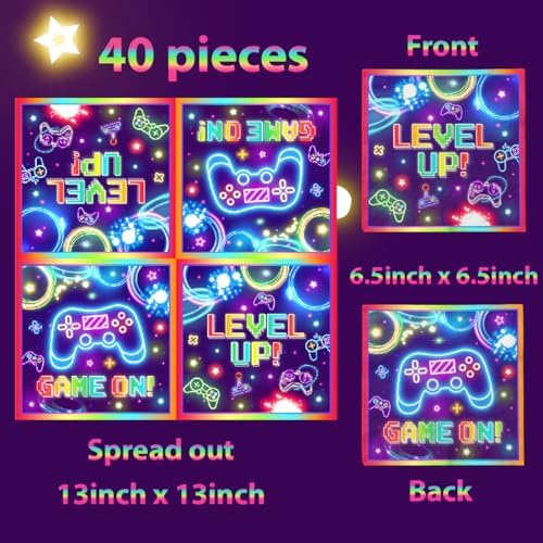 Gaming Party Napkins 40pcs Neon Game On Decorations