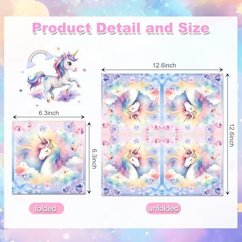 Unicorn Party Napkins 40PCS Rainbow Balloon Design