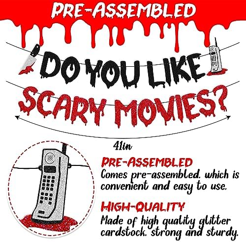 OKUSUN Movie Night Party Decor Banner Horror Theme