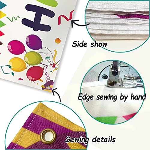Large Happy Birthday Yard Banner with Hanging Rope and Brass Grommets