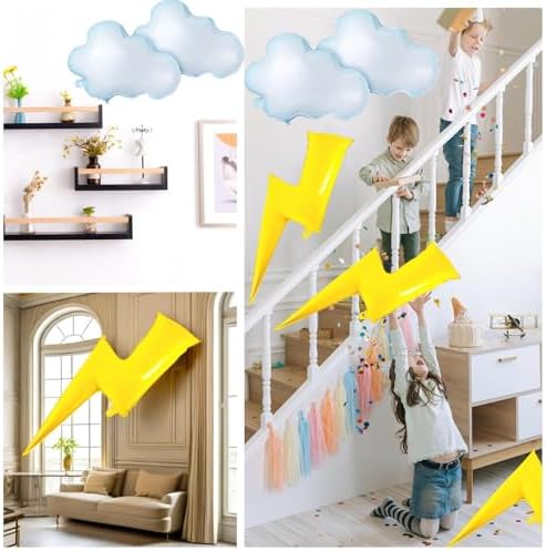 Flash Foil Balloons Cloud Balloons Lightning Bolt Decorations 8 Pcs