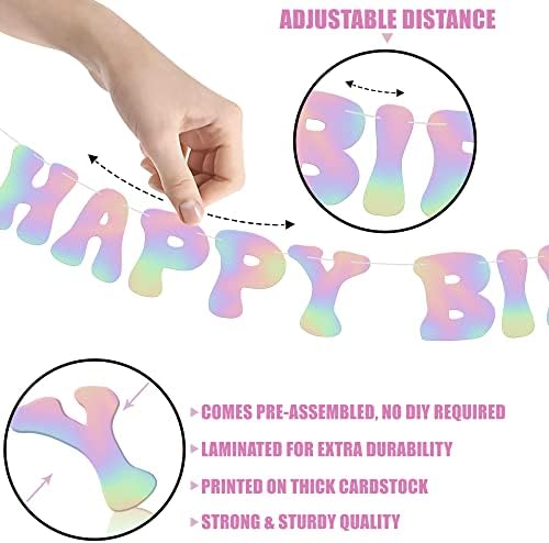 KatchOn Iridescent Happy Birthday Banner - 10 Feet Prestrung