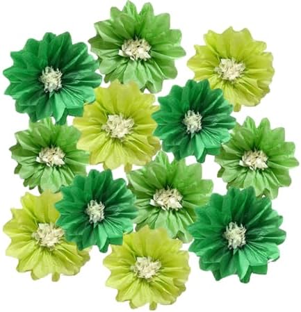 12pcs Tissue Pom Poms Green Wedding Decor