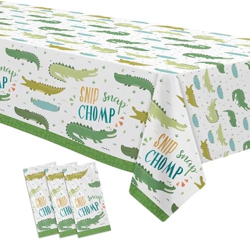 Alligator Birthday Party Tablecloth Set 3pcs